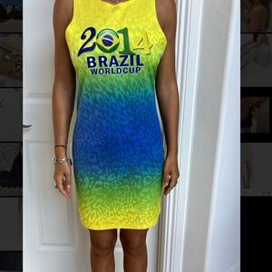 Brazil World Cup 2014 Gradient Mini Dress - Yellow/Blue/Green